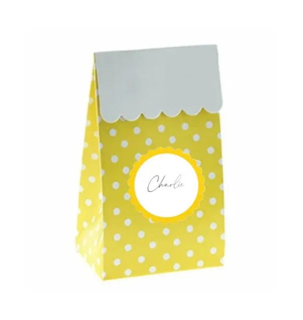 Yellow Spotted Treat Box & Scalloped Label Sticker Fashion