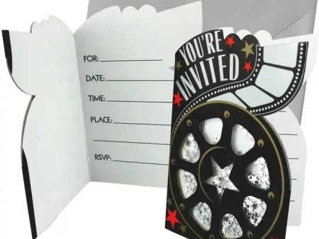 Hollywood Movie Night Invitations - 8 Pkt Sale