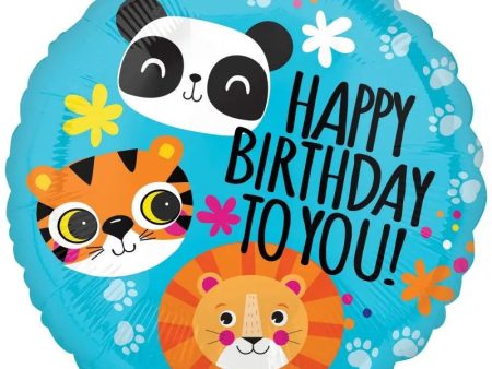 Lion Tiger & Panda Happy Birthday Foil Balloon Fashion