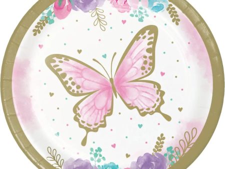 Butterfly Shimmer Plates - Lunch 8 Pkt Online Sale