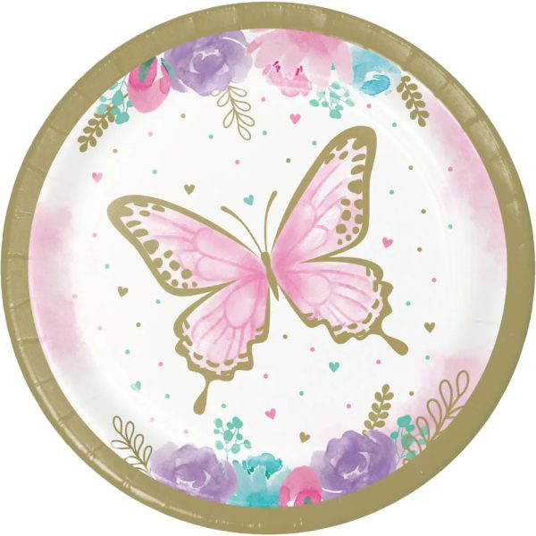 Butterfly Shimmer Plates - Lunch 8 Pkt Online Sale