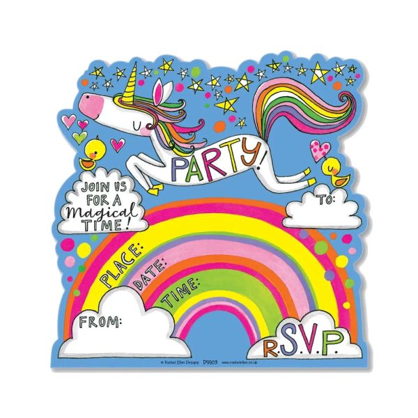 Rachel Ellen Unicorn & Rainbow Invitations - 8 Pkt Cheap