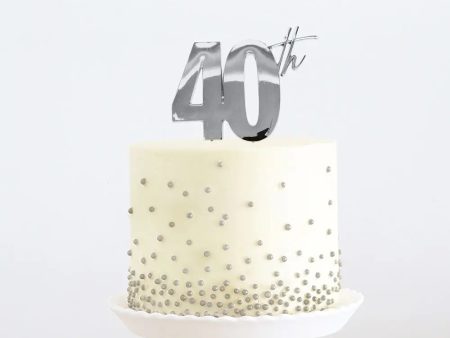 40th Silver Cake Topper Discount