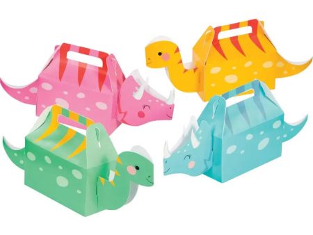 Pink Dinosaur Party Treat Boxes - 4 Pkt on Sale