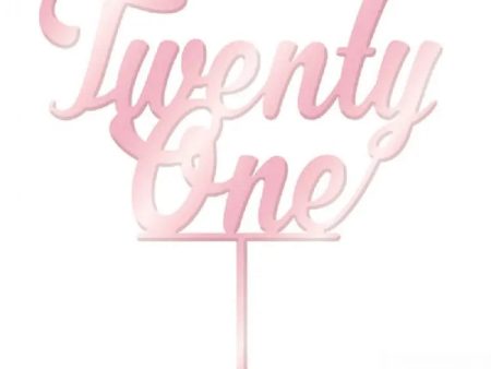 Rose Gold Mirror Twenty One Cake Topper Fashion