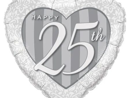 Happy 25th Damask Heart Foil Balloon For Discount