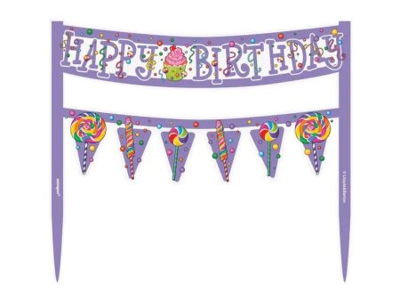 Candy Party Happy Birthday Cake Banner Cheap