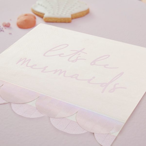 Ginger Ray Mermaid Scalloped Napkins - 16 Pkt For Discount