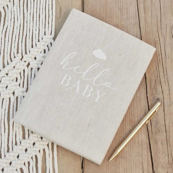 Ginger Ray Hello Baby Neutral Linen Baby Journal Book Online