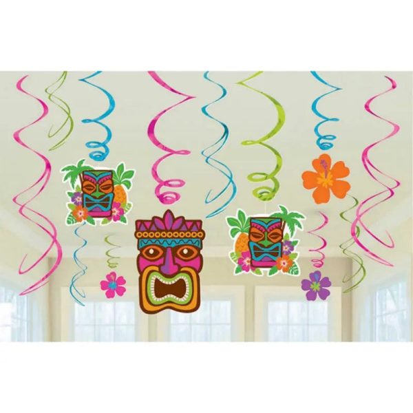 Luau Summer & Tiki Hanging Swirl Decorations Value Pack For Cheap