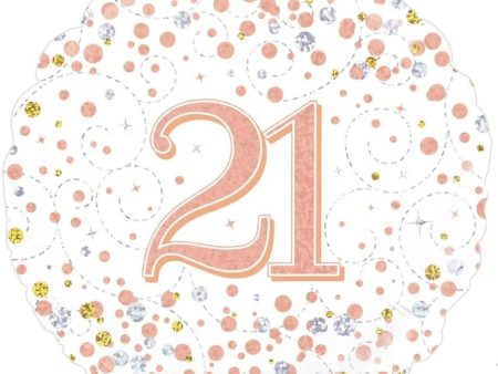 Sparkling Rose Gold Fizz 21st Foil Balloon For Sale