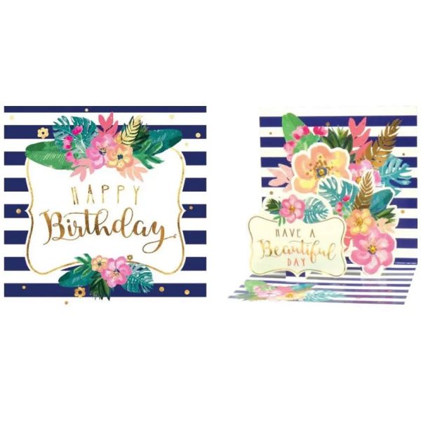 Floral Birthday Card - Paper Pop up Card For Discount