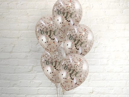 Pop Balloons Rose Gold One Confetti Balloons - 5 Pkt Online now