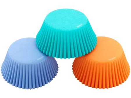 Wilton Teal Orange & Purple Cupcake Papers - 75 Pkt For Discount