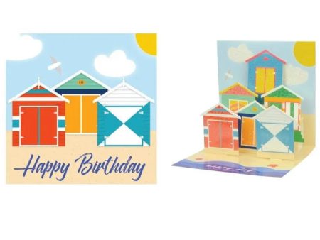 Summer Beach Houses Birthday Card - Paper Pop up Card Sale