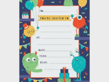 Monster Party Invitations - 20 Pkt For Cheap