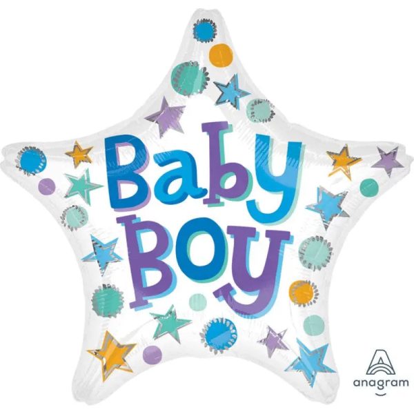 Baby Boy Star Shaped Foil Balloon For Sale