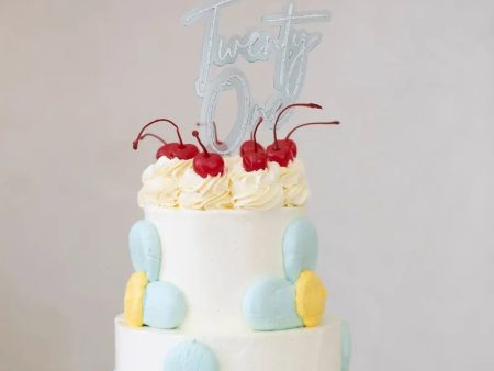 Blue Layered Twenty One Cake Topper Cheap