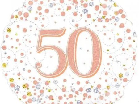 Sparkling Rose Gold Fizz 50th Foil Balloon Cheap