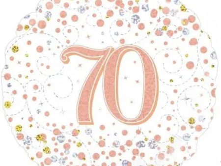 Sparkling Rose Gold Fizz 70th Foil Balloon on Sale