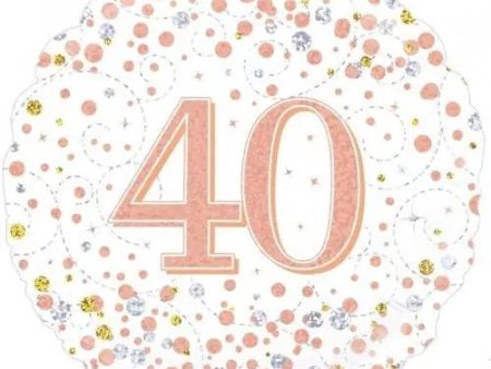 Sparkling Rose Gold Fizz 40th Foil Balloon For Discount