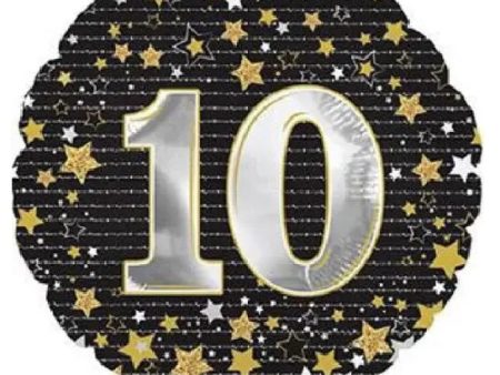 Gold Stars 10th Birthday Foil Balloon Supply