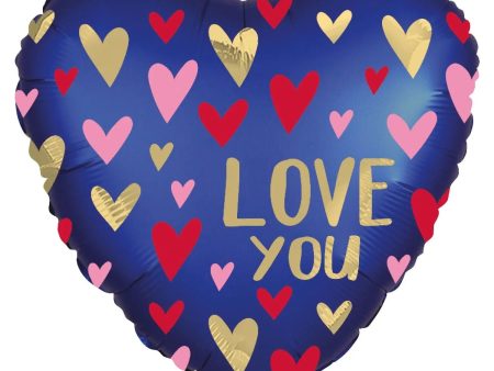 Love You Satin Navy & Gold Foil Balloon Hot on Sale