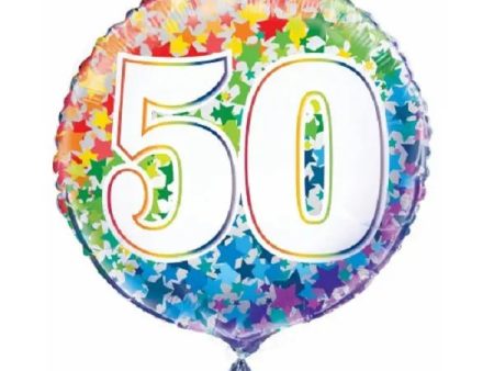 Rainbow Stars 50th Foil Balloon Online Sale