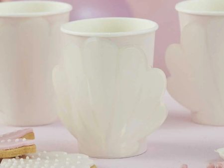 Ginger Ray Mermaid Shell Pop Out Cups - 8 Pkt Sale