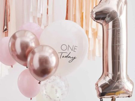 Ginger Ray Pink & Rose Gold 1st Birthday Balloons Hot on Sale