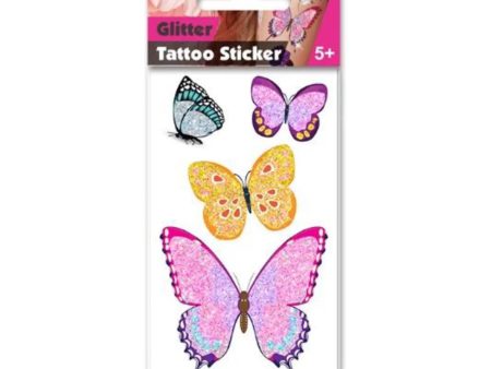 Glitter Butterfly Tattoos - 4 Pkt on Sale