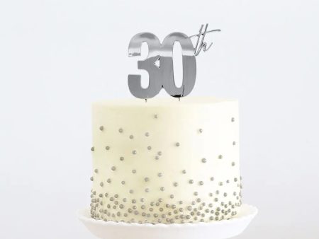 30th Silver Cake Topper For Cheap