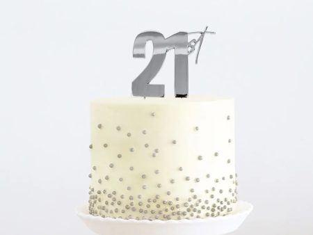 21st Silver Cake Topper For Sale