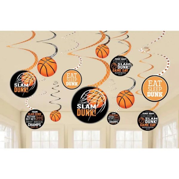 Nothin But Net Basketball Hanging Swirl Decorations Online