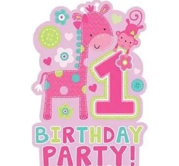 Wild Girl 1st Birthday Invitations - 8 Pkt Hot on Sale