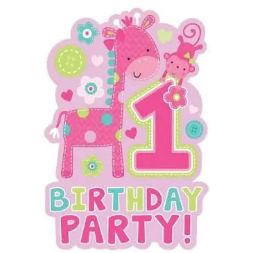 Wild Girl 1st Birthday Invitations - 8 Pkt Hot on Sale