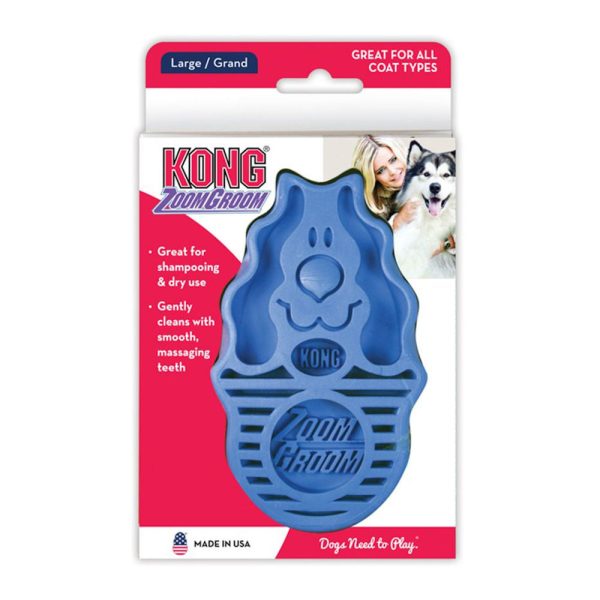 Kong Zoomgroom Dog Brush (Boysenberry Blue) Online now