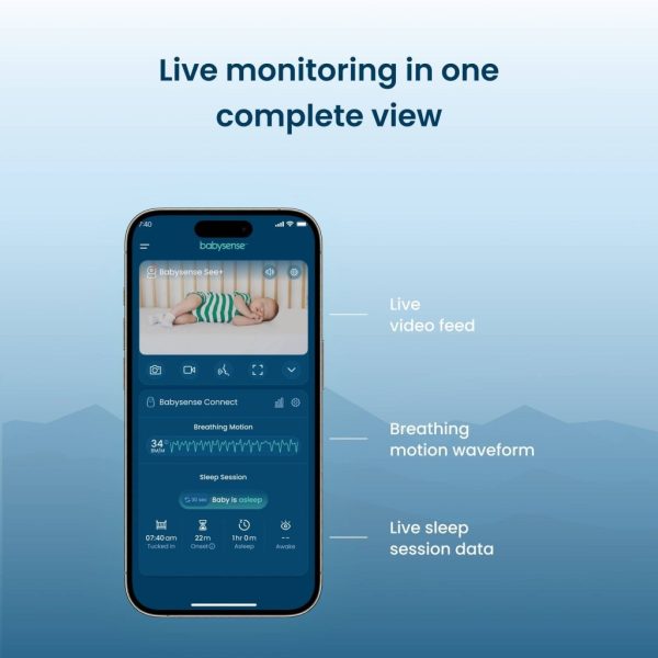 Babysense Safe Sleep Smart Nursery: Video Baby Monitor, Breathing Motion with Safety Alerts, Night Light & Sound Machine Sale