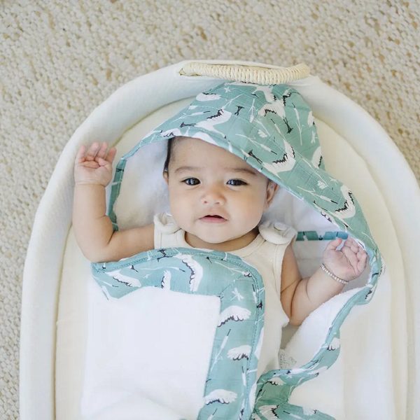 Baby Hooded Towel - Crane on Sale