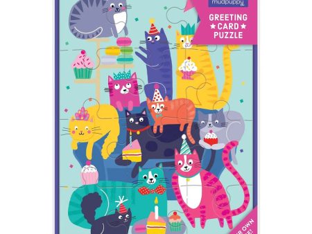 Greeting Card Puzzle - Cat Party on Sale