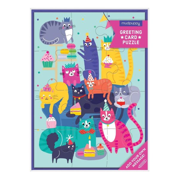 Greeting Card Puzzle - Cat Party on Sale