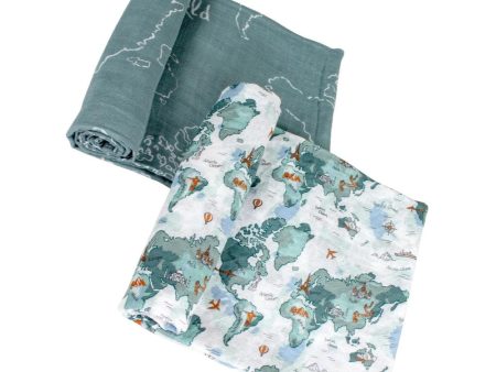 Oh So Soft Muslin Swaddle 2-pack - World Map + Someday Online