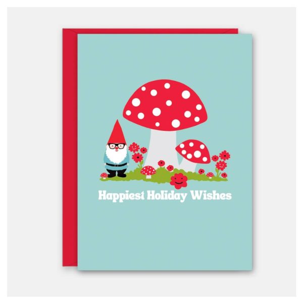 Mushroom + Gnome Holiday & Christmas Card Online now