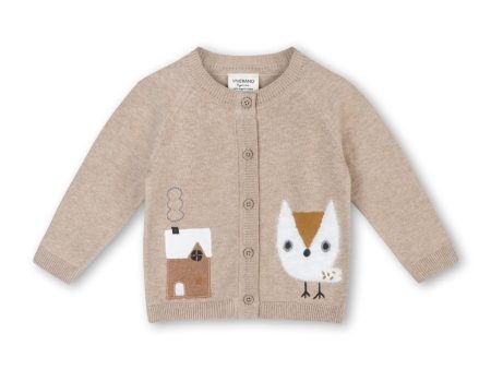 Owl Applique Organic Cotton Knit Baby Cardigan Online Sale