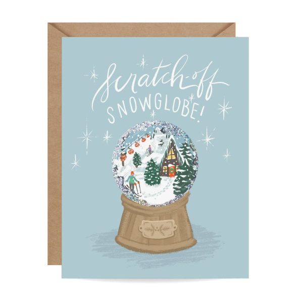 Scratch-off Snow Globe Alpine Holiday Greeting Card Discount