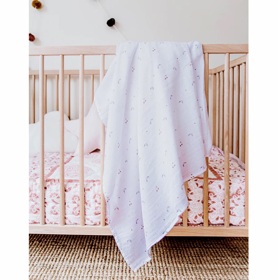 Organic Cotton Muslin Swaddle - Star + Moon Hot on Sale