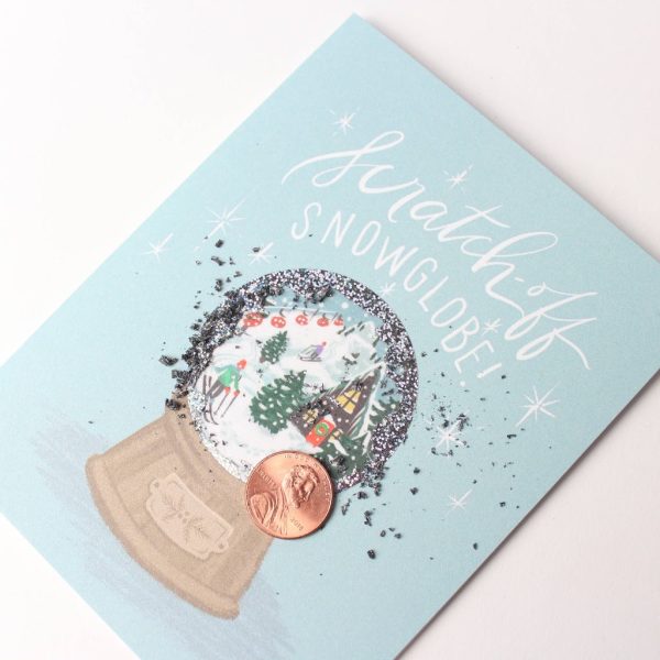 Scratch-off Snow Globe Alpine Holiday Greeting Card Discount