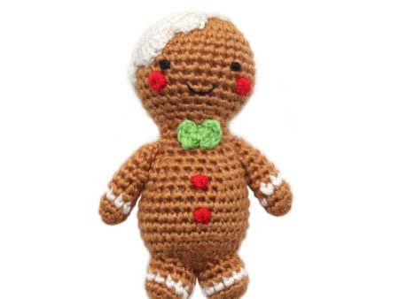 Gingerbread Cookie Hand Crocheted Teething Rattle Online Hot Sale